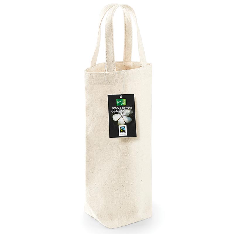 Fairtrade cotton bottle bag - Black One Size